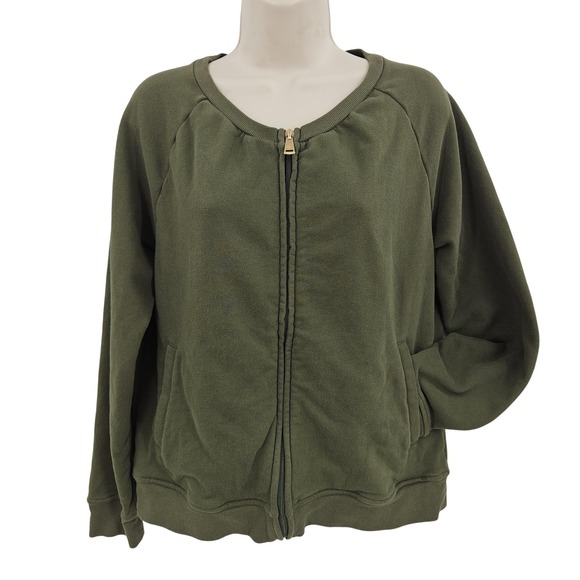 Lauren Ralph Lauren Sweatshirt Women M Green Full Zip Crewneck Casual Jacket - Picture 1 of 10